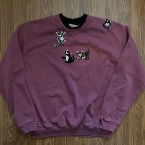 90’s Vintage Topstitch Cat Sweatshirt